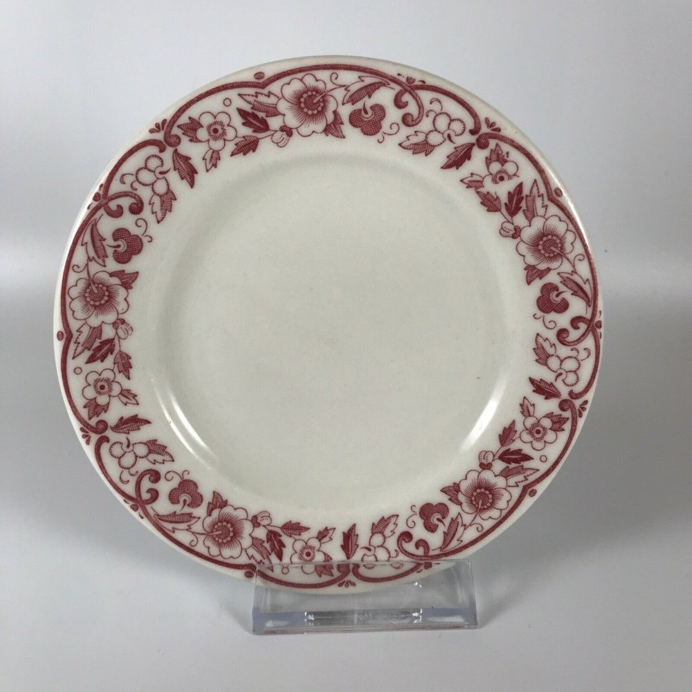 VTG Shenango China Red Floral Scrolls Small Bread Plate Restaurant Ware SHO239